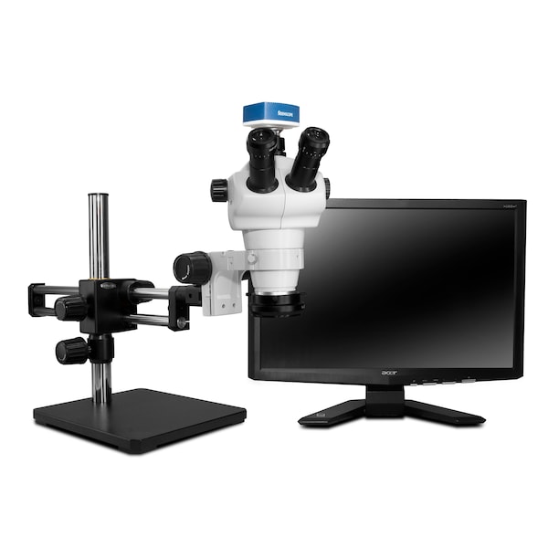 NZ Stereo Trinocular With Low-Profile LED Light On Dual Arm Stand